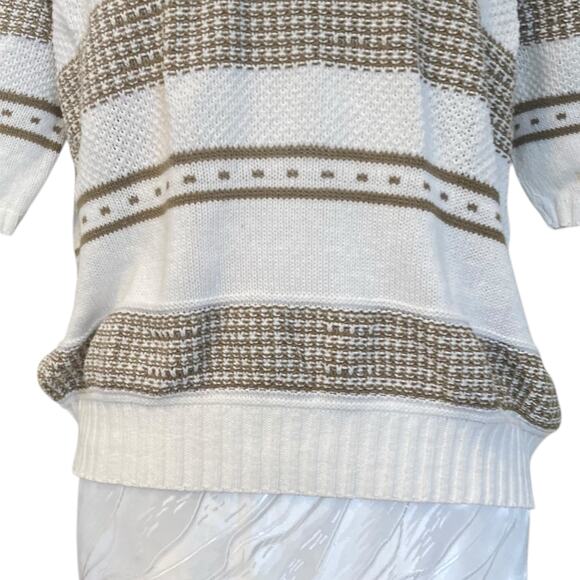 Vintage 80s Carriage Court Classic White Green Grecian Cotton Knit Top Sz Medium - Picture 13 of 16
